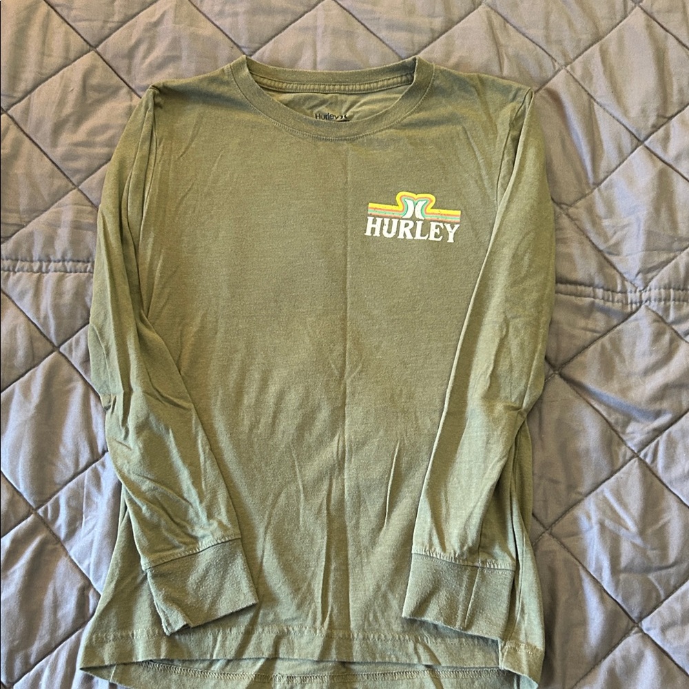 Hurley Army Green Logo Long Sleeve Tee